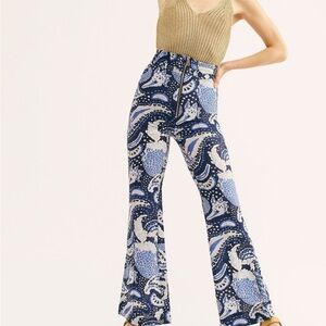 Alice McCall x Free People Blue Paisley Wide-Legged Pants